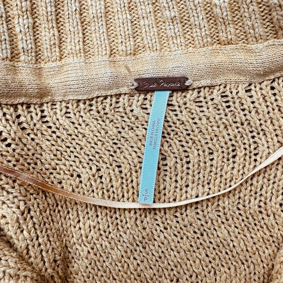 Free People Say Anything Cardi in Apricot Sz S Sweater Cardigan Chunky Cotton - Picture 5 of 8